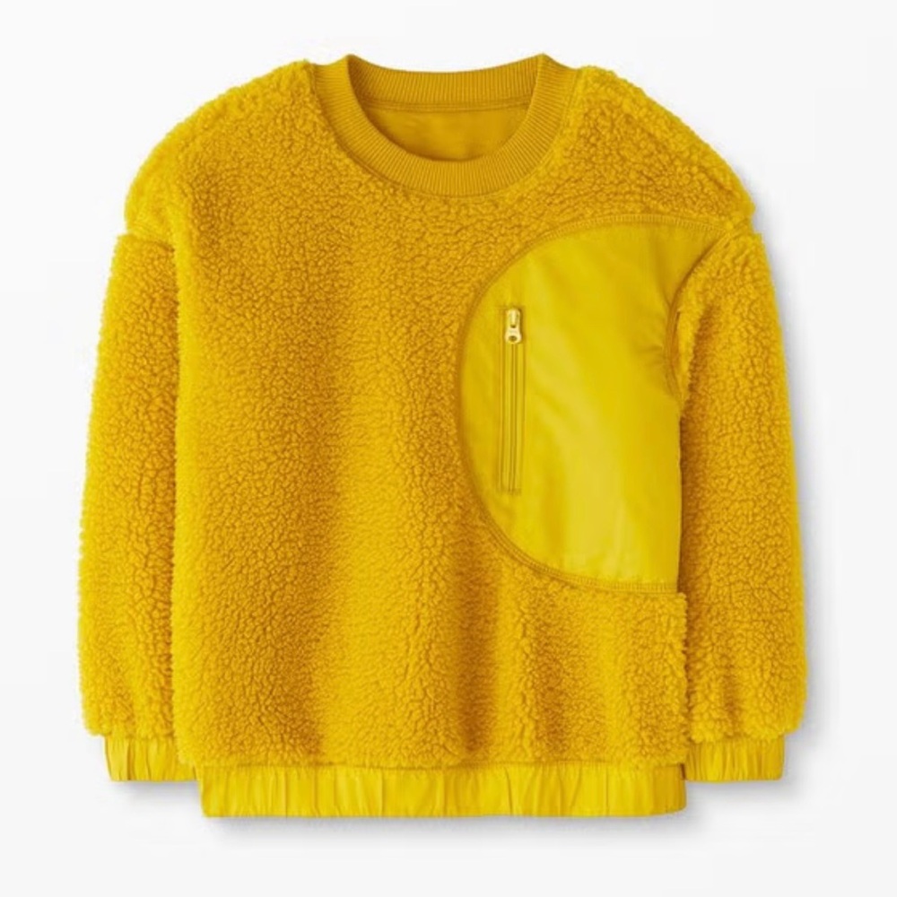 Hanna Andersson Yellow Sherpa Fleece Warm Crewneck Sweater Youth Girl Size 5